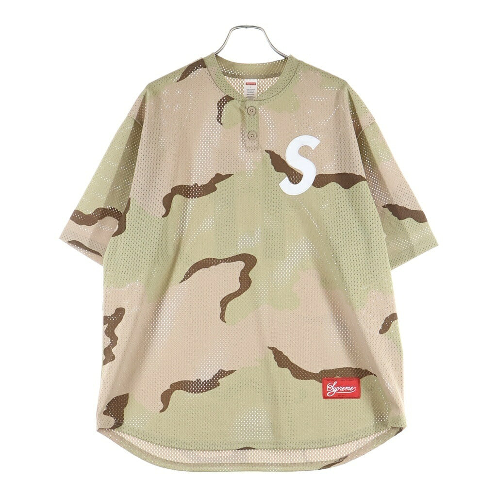 SUPREME(シュプリーム) 26ss Shop S Logo Baseball Henley ベースボール メッシュシャツ カーキ/ブラウン