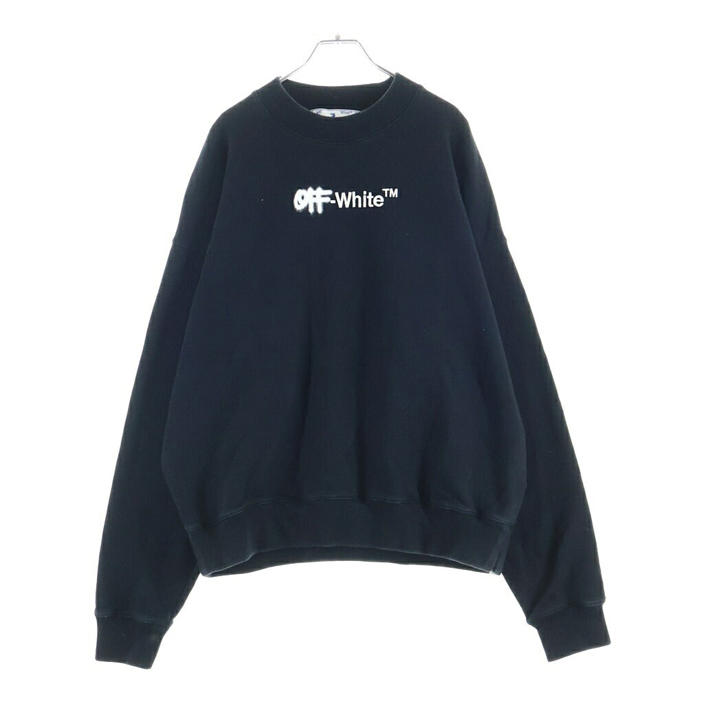 OFF-WHITE(オフホワイト) Spray Helv Logo Sweat Shirt スプレー ヘルベチカ ロゴ入り スウェット トレーナー ブラック OMBA054F22FLE001