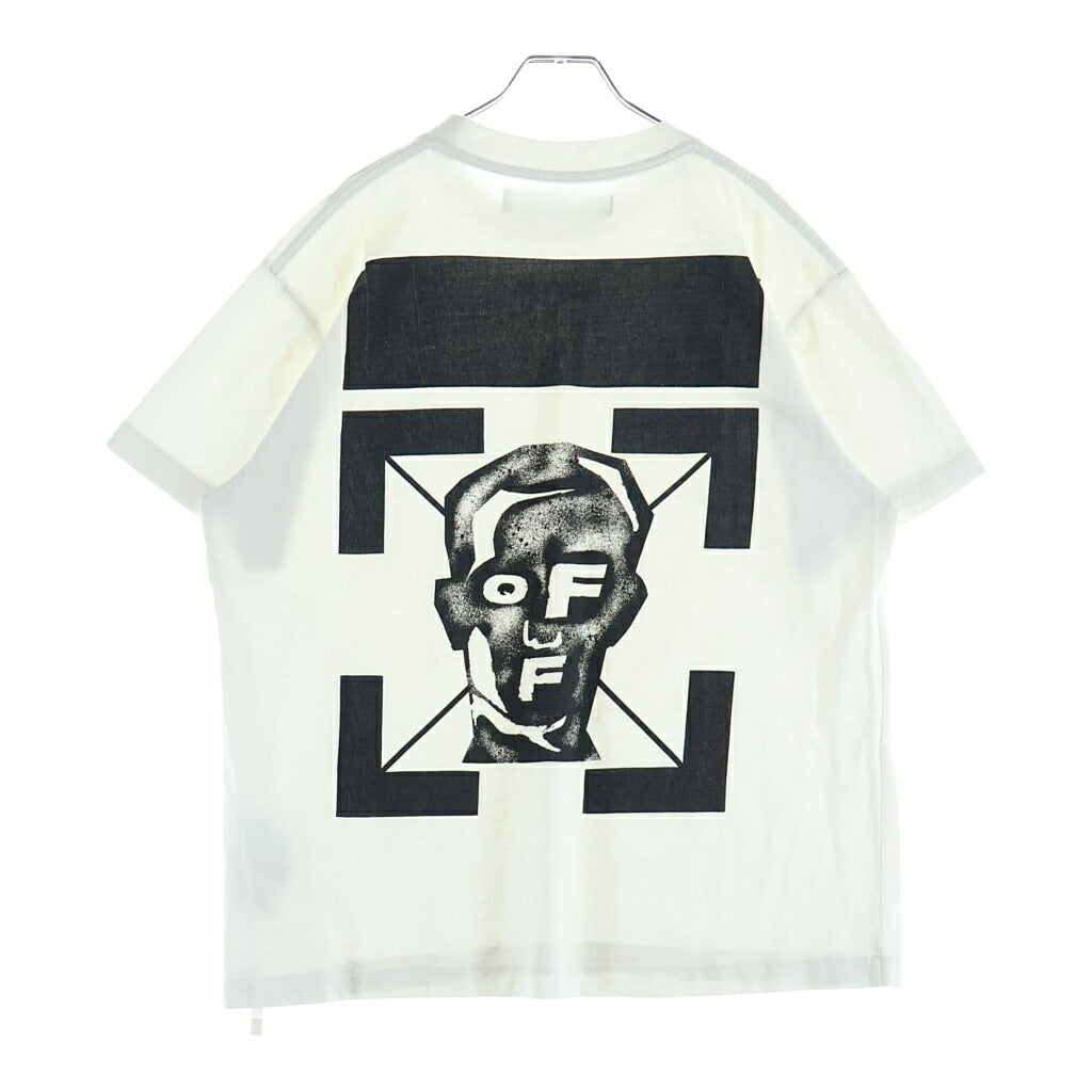 OFF-WHITE(オフホワイト) 20AW MASKED FACE S/S OVER TEE マスクド フェイス バック アロー クルーネック 半袖Tシャツ カットソー ホワイト OMAA038E20JER009