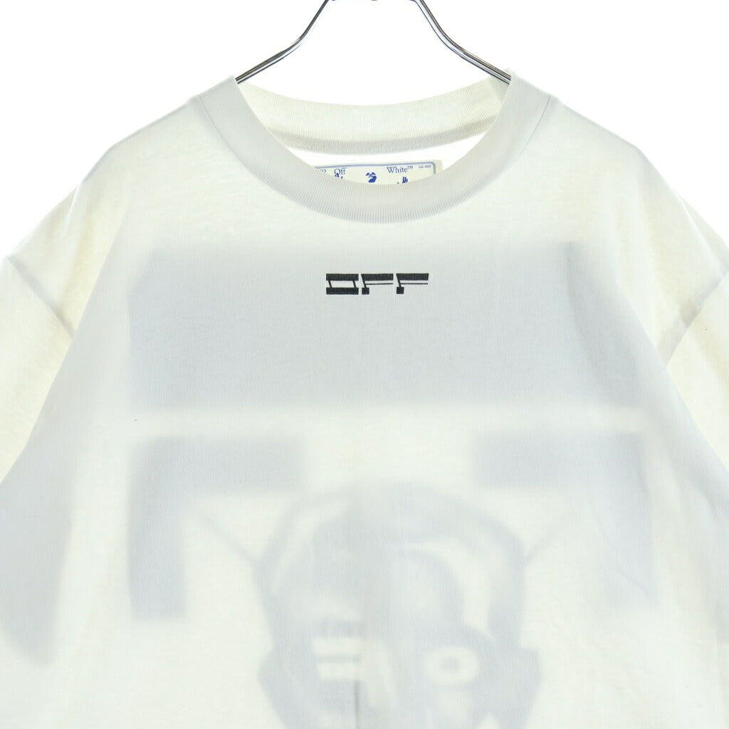 OFF-WHITE(オフホワイト) 20AW MASKED FACE S/S OVER TEE マスクド フェイス バック アロー クルーネック 半袖Tシャツ カットソー ホワイト OMAA038E20JER009