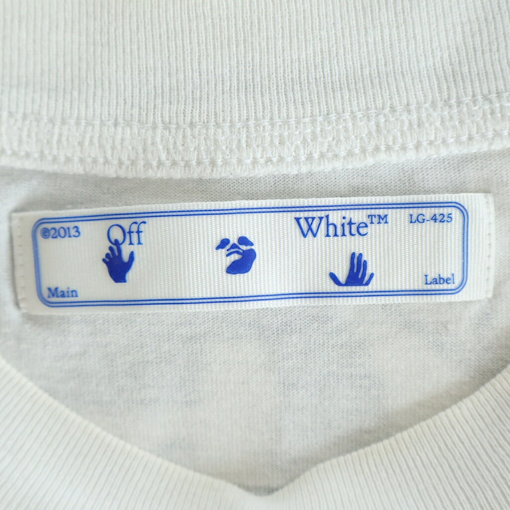 OFF-WHITE(オフホワイト) 20AW MASKED FACE S/S OVER TEE マスクド フェイス バック アロー クルーネック 半袖Tシャツ カットソー ホワイト OMAA038E20JER009