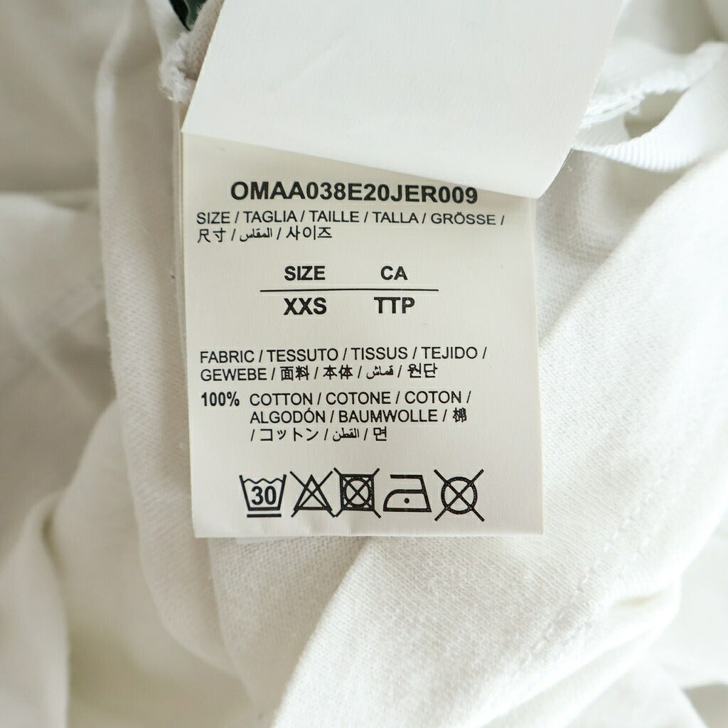OFF-WHITE(オフホワイト) 20AW MASKED FACE S/S OVER TEE マスクド フェイス バック アロー クルーネック 半袖Tシャツ カットソー ホワイト OMAA038E20JER009