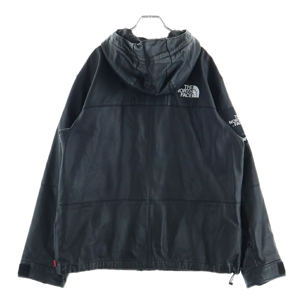 SUPREME(シュプリーム) 18AW ×THE NORTH FACE Lether Mountain Parka ザノースフェイス レザー フーデッド マウンテン パーカー ジップアップ ジャケット ブラック NP61807I