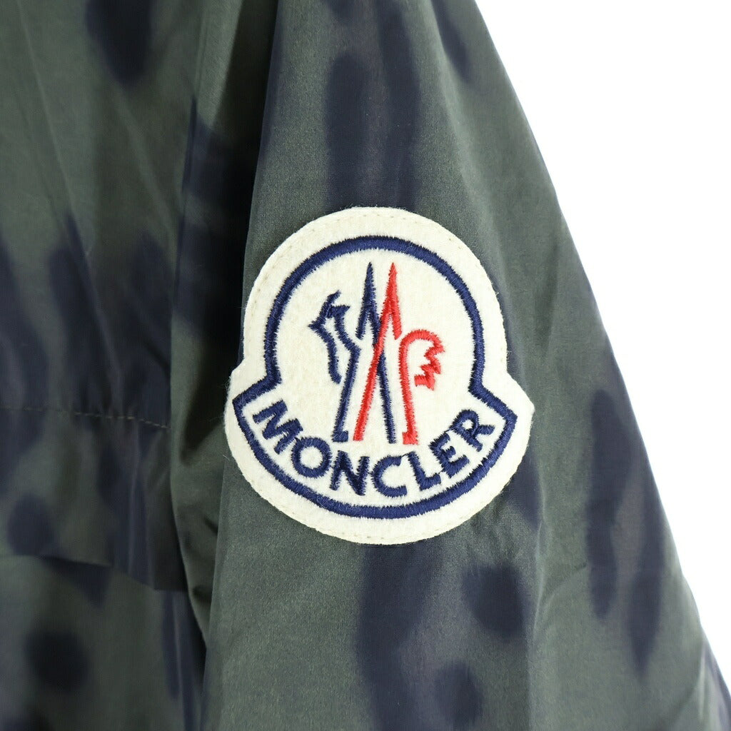 MONCLER(モンクレール) 20AW JAU GIUBBTTO ジップアップ フーデッド レオパード ナイロン ジャケット カーキ/ブラック F10921A70600 54AHT