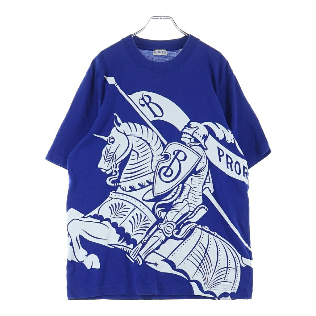 BURBERRY(バーバリー) フロントビッグプリント クルーネック 半袖カットソー Tシャツ ブルー/ホワイト 8089743