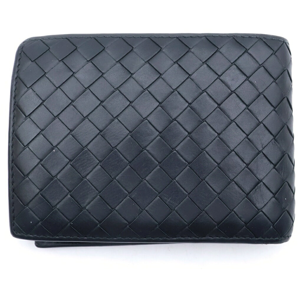 BOTTEGA VENETA(ボッテガヴェネタ) INTRECCIATO LEATHE イントレチャート レザー 2つ折り 財布 ウォレットケース ブラック P00830658G
