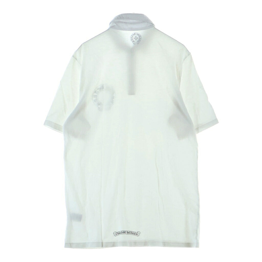 CHROME HEARTS(クロムハーツ) CH POLO SHIRT ロジウム加工 クロスボールボタン コットン 半袖ポロシャツ ホワイト