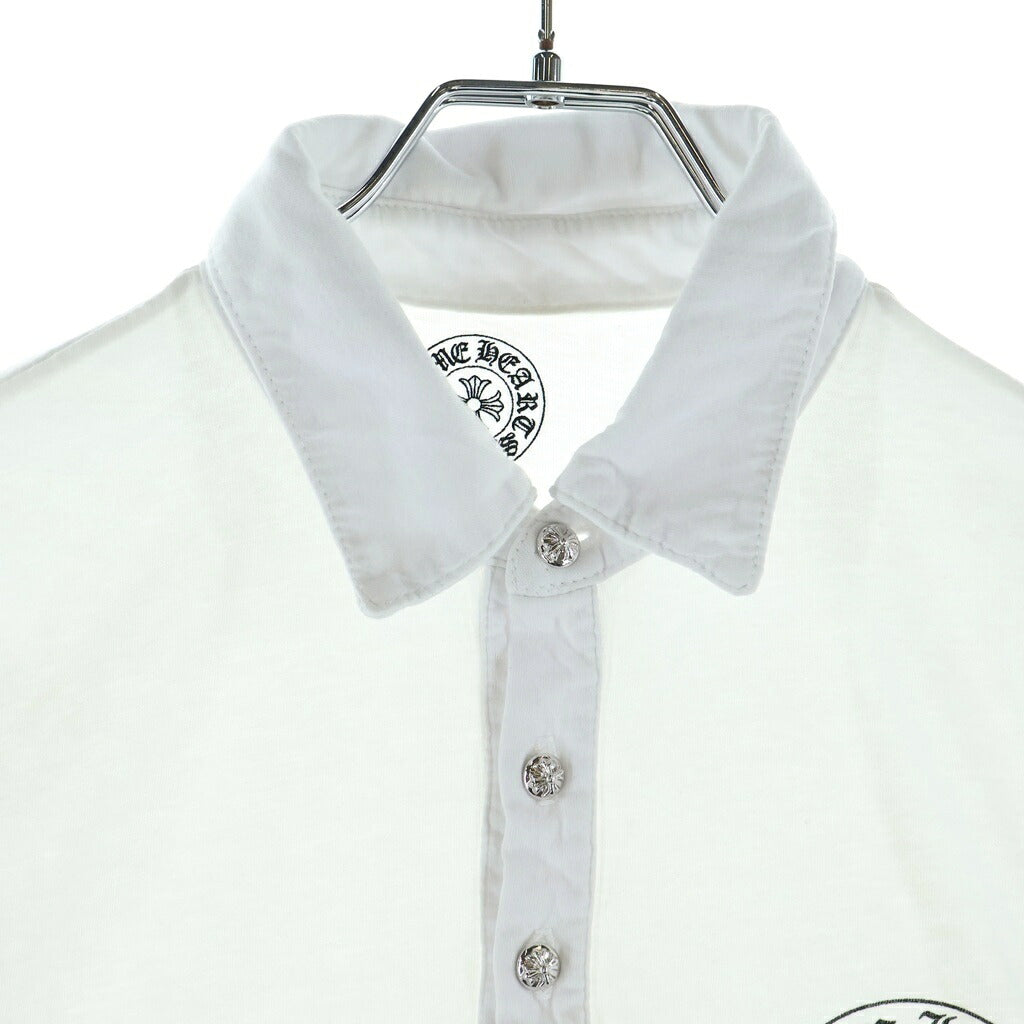 CHROME HEARTS(クロムハーツ) CH POLO SHIRT ロジウム加工 クロスボールボタン コットン 半袖ポロシャツ ホワイト
