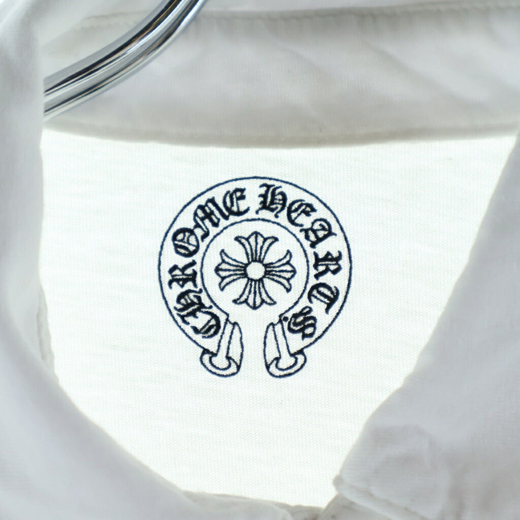 CHROME HEARTS(クロムハーツ) CH POLO SHIRT ロジウム加工 クロスボールボタン コットン 半袖ポロシャツ ホワイト