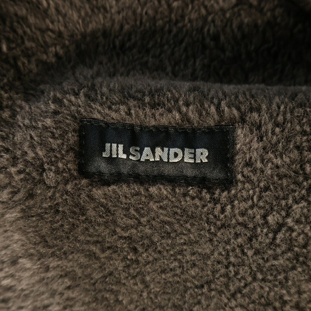 JIL SANDER(ジルサンダー) ジップアップ フーデッド ムートン レザージャケット コート ブラウン