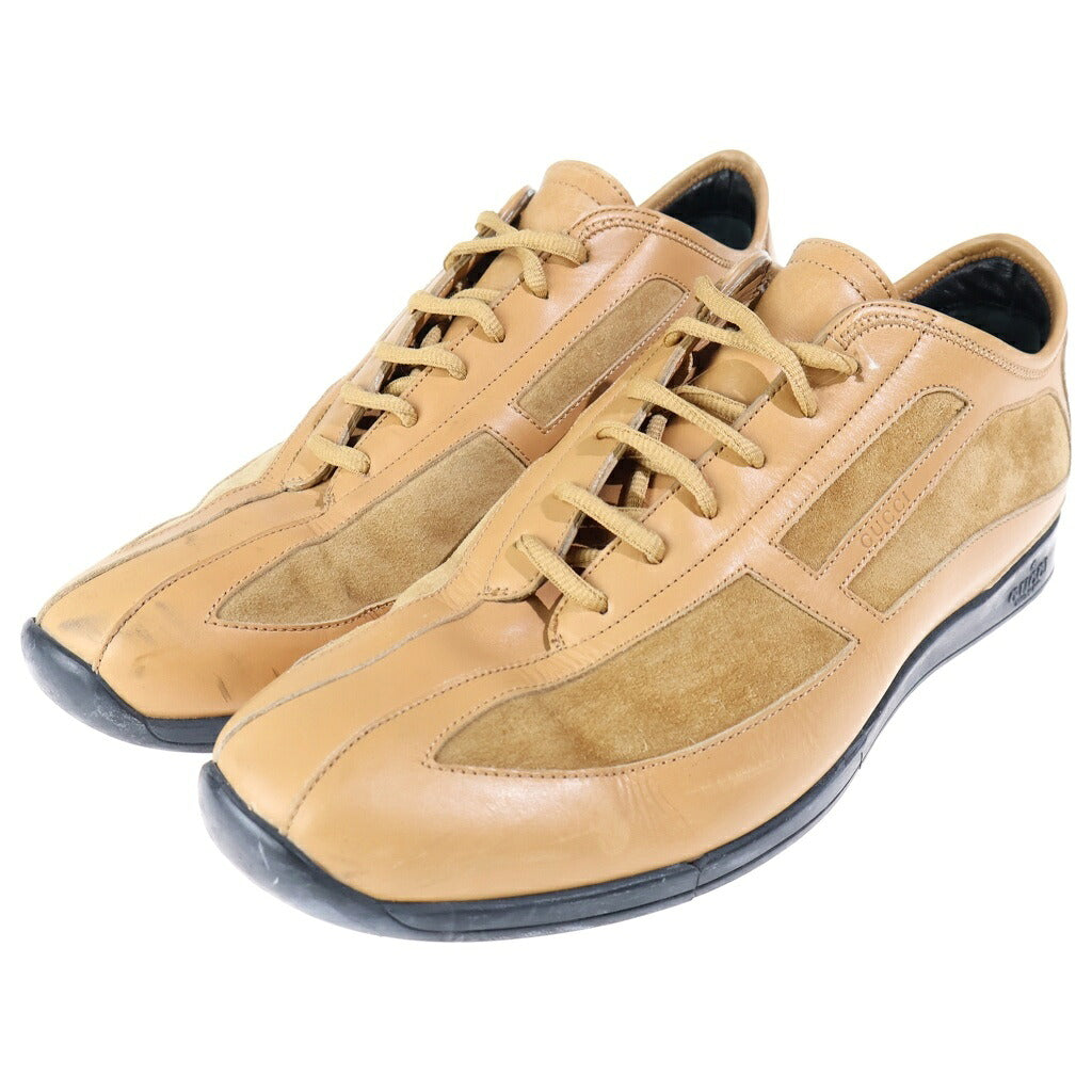 GUCCI(グッチ) レザー スエード ローカットスニーカー ベージュ 111 6107