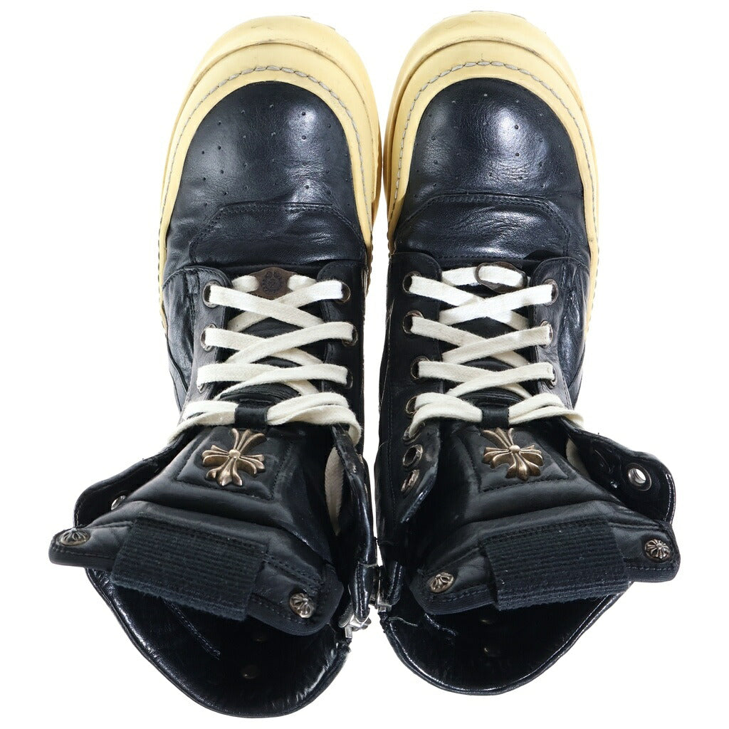 CHROME HEARTS(クロムハーツ) ×Rick Owens GEOBASKET リックオウエンス ジオバスケット CHクロス ダガージップ レザー ハイカットスニーカー ブラック