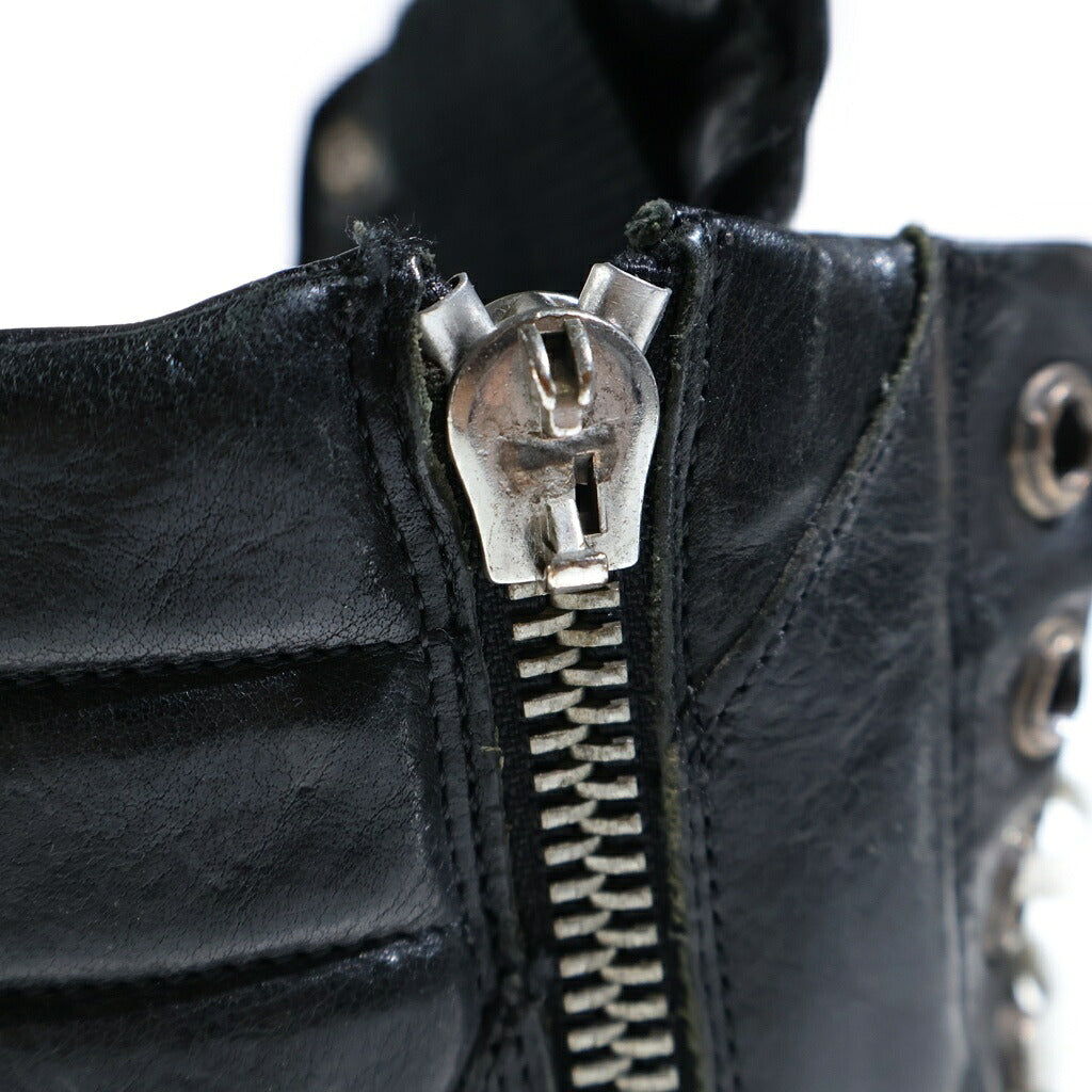 CHROME HEARTS(クロムハーツ) ×Rick Owens GEOBASKET リックオウエンス ジオバスケット CHクロス ダガージップ レザー ハイカットスニーカー ブラック