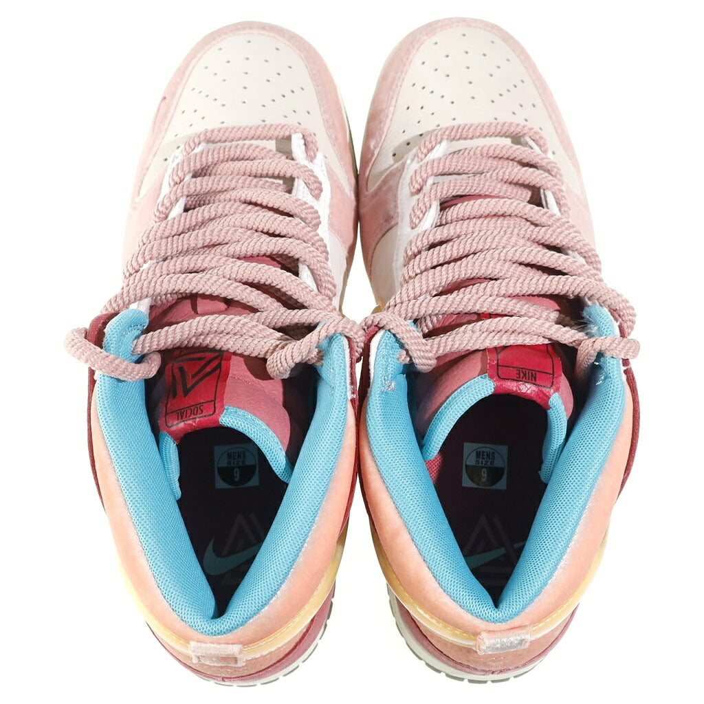 NIKE(ナイキ) ×Social Status DUNK MID Strawberry Milk DJ1173-600 ダンク ミッド ソーシャルステイツ ミドルカットスニーカーシューズ ピンク US9/27cm