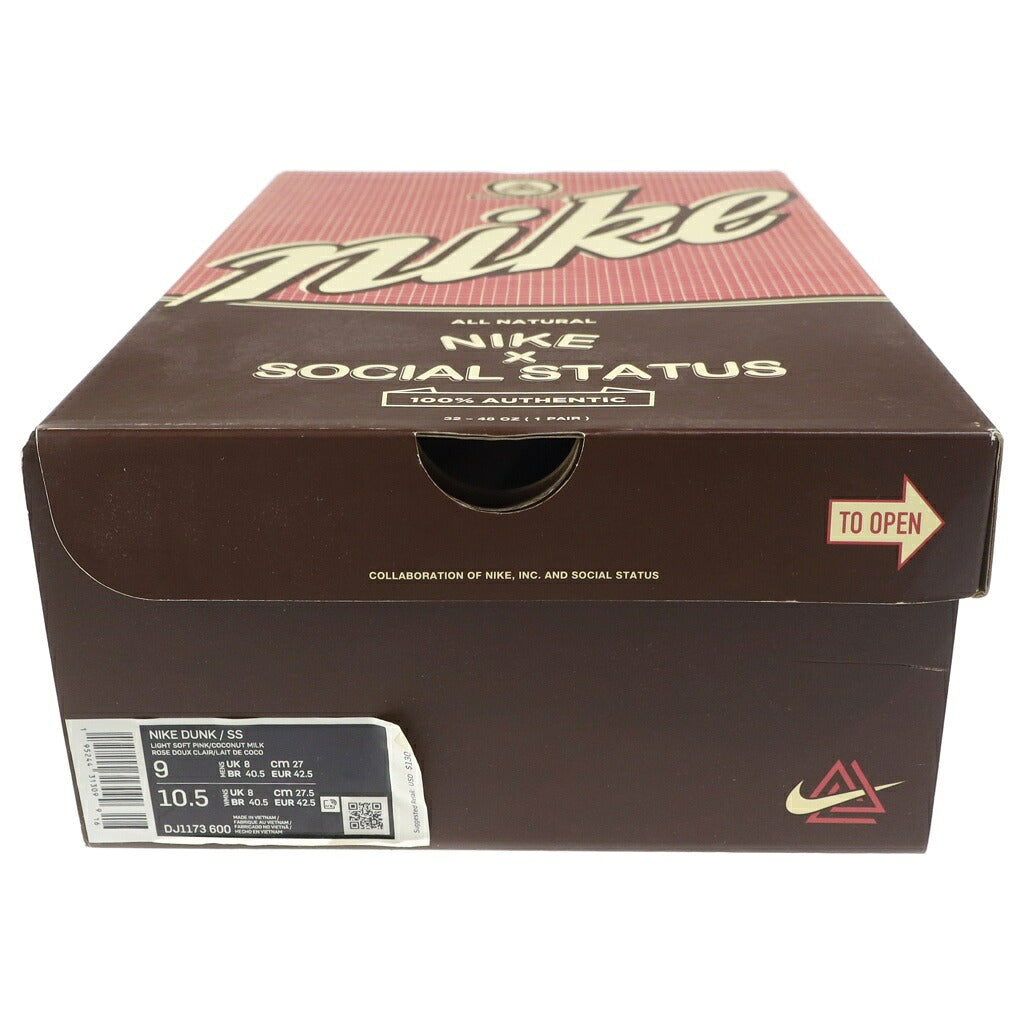 NIKE(ナイキ) ×Social Status DUNK MID Strawberry Milk DJ1173-600 ダンク ミッド ソーシャルステイツ ミドルカットスニーカーシューズ ピンク US9/27cm