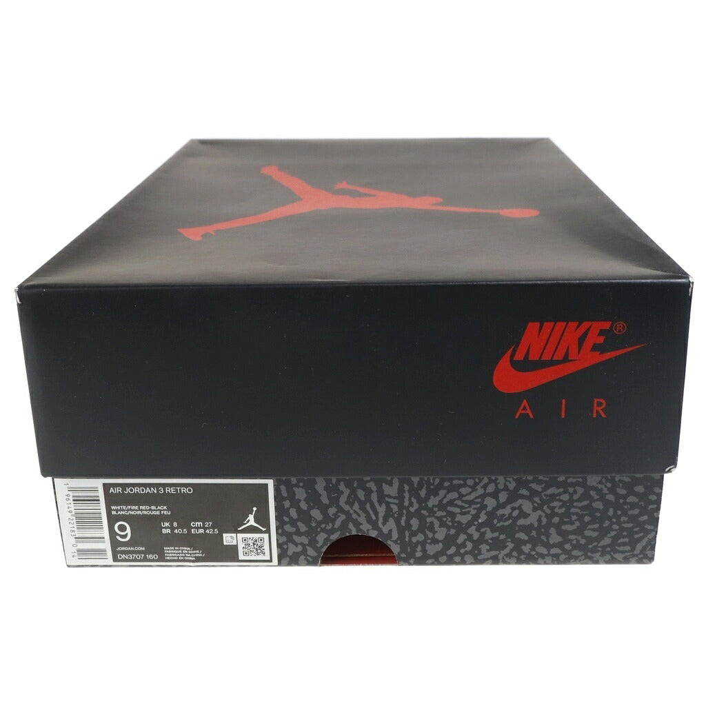 NIKE(ナイキ) AIR JORDAN RETRO DN3707-160 エアジョーダン 3 レトロ ファイヤーレッド ハイカットスニーカー ホワイト/レッド US9/27cm