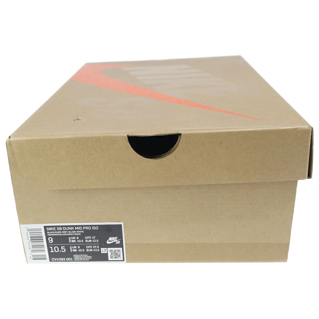 NIKE SB(ナイキエスビー) DUNK MID PRO ISO CV4283-001 ダンク ミッドカットスニーカー ブラック US9/27cm