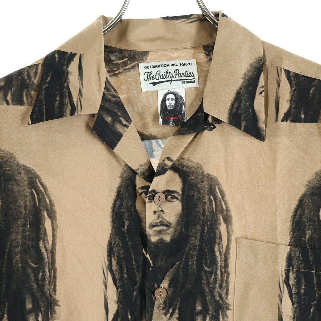 WACKO MARIA(ワコマリア) 22AW BOB MARLEY HAWAIAN SHIRT L/S TYPE-2 ボブマーリー 開襟 レーヨン ハワイアン アロハ半袖シャツ ブラウン