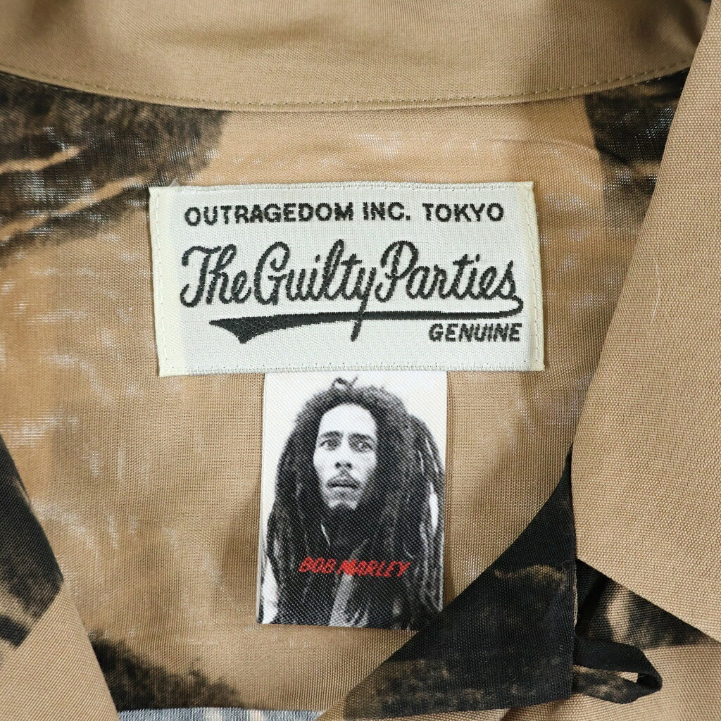WACKO MARIA(ワコマリア) 22AW BOB MARLEY HAWAIAN SHIRT L/S TYPE-2 ボブマーリー 開襟 レーヨン ハワイアン アロハ半袖シャツ ブラウン