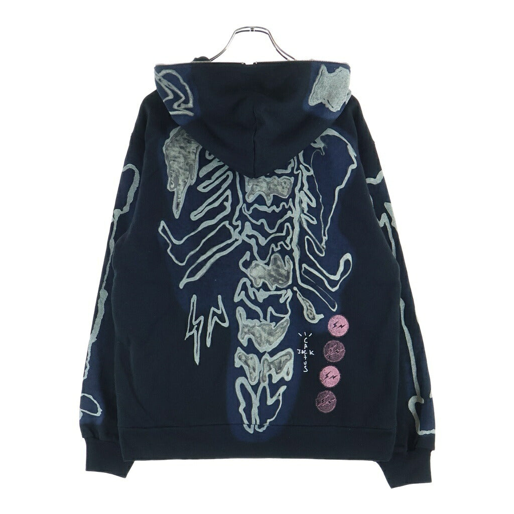 Cactus Jack(カクタスジャック) ×Fragment Desing Skeleton Zip Up Hoodie フラグメントデザイン スケルトン プリント スウェット ジップアップ パーカー ブラック