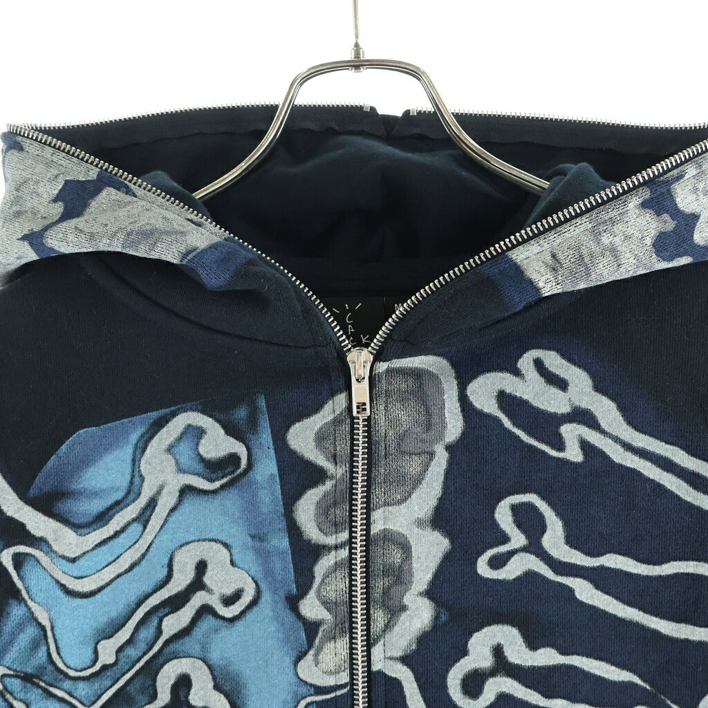 Cactus Jack(カクタスジャック) ×Fragment Desing Skeleton Zip Up Hoodie フラグメントデザイン スケルトン プリント スウェット ジップアップ パーカー ブラック