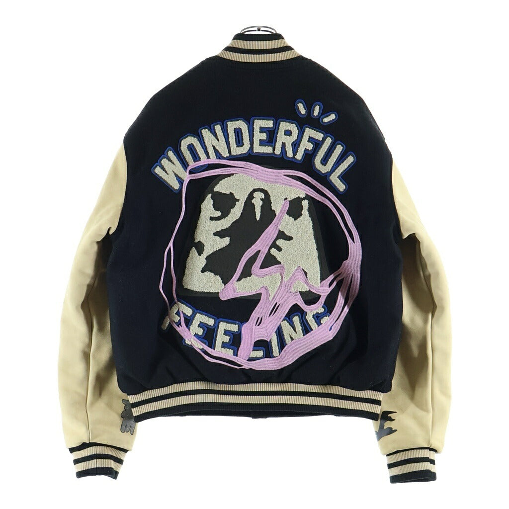 Cactus Jack(カクタスジャック) 21SS ×FRAGMENT DESIGN MANIFEST LETTERMAN JACKET フラグメントデザイン マニフェスト レターマン レザー ジャケット スタジャン ブルゾン ブラック