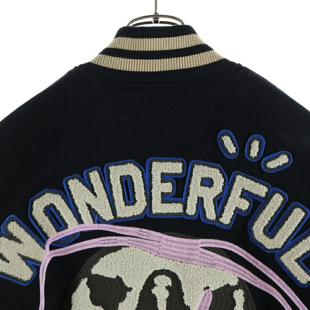 Cactus Jack(カクタスジャック) 21SS ×FRAGMENT DESIGN MANIFEST LETTERMAN JACKET フラグメントデザイン マニフェスト レターマン レザー ジャケット スタジャン ブルゾン ブラック