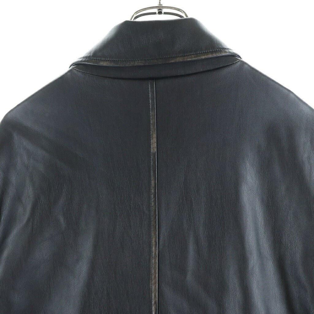 DIESEL(ディーゼル) J-RIVERS ユーズド加工 フェイクレザー ステンカラーコート ブラック A18496