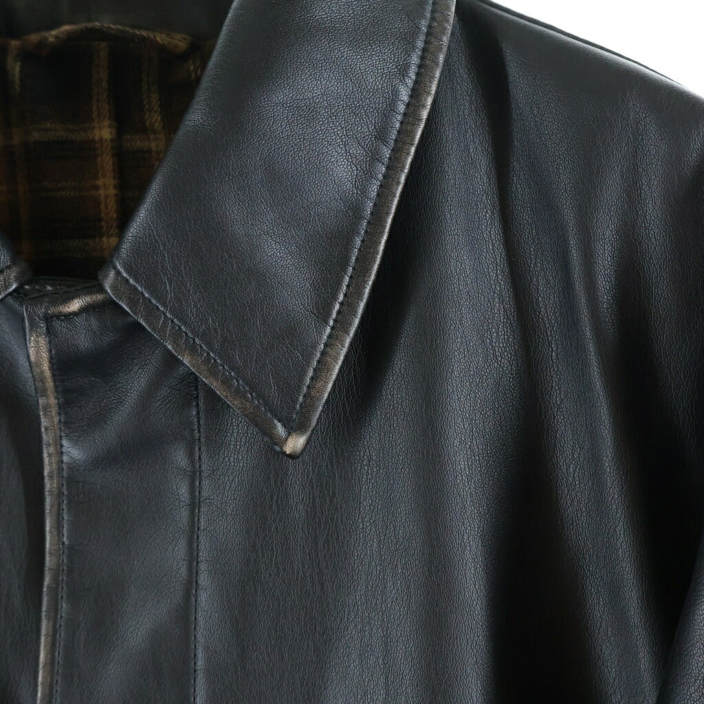 DIESEL(ディーゼル) J-RIVERS ユーズド加工 フェイクレザー ステンカラーコート ブラック A18496