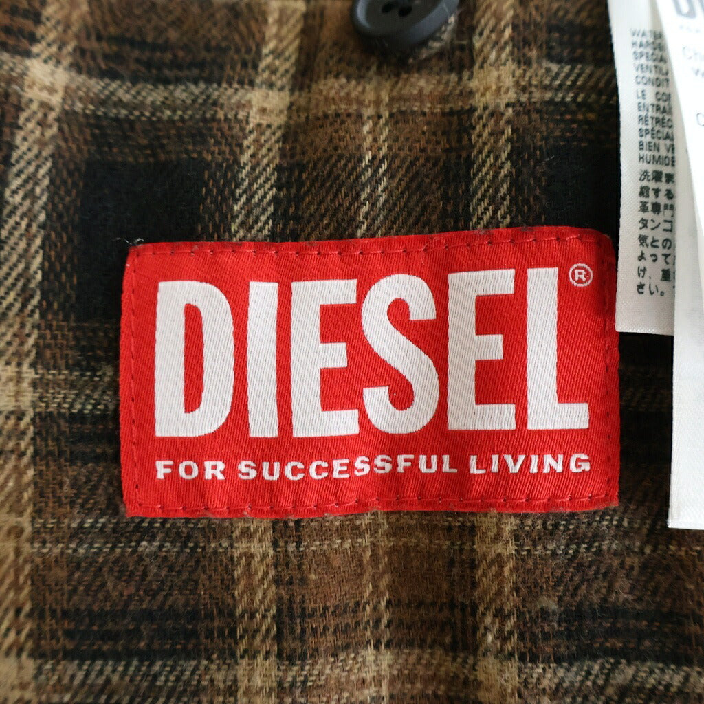 DIESEL(ディーゼル) J-RIVERS ユーズド加工 フェイクレザー ステンカラーコート ブラック A18496