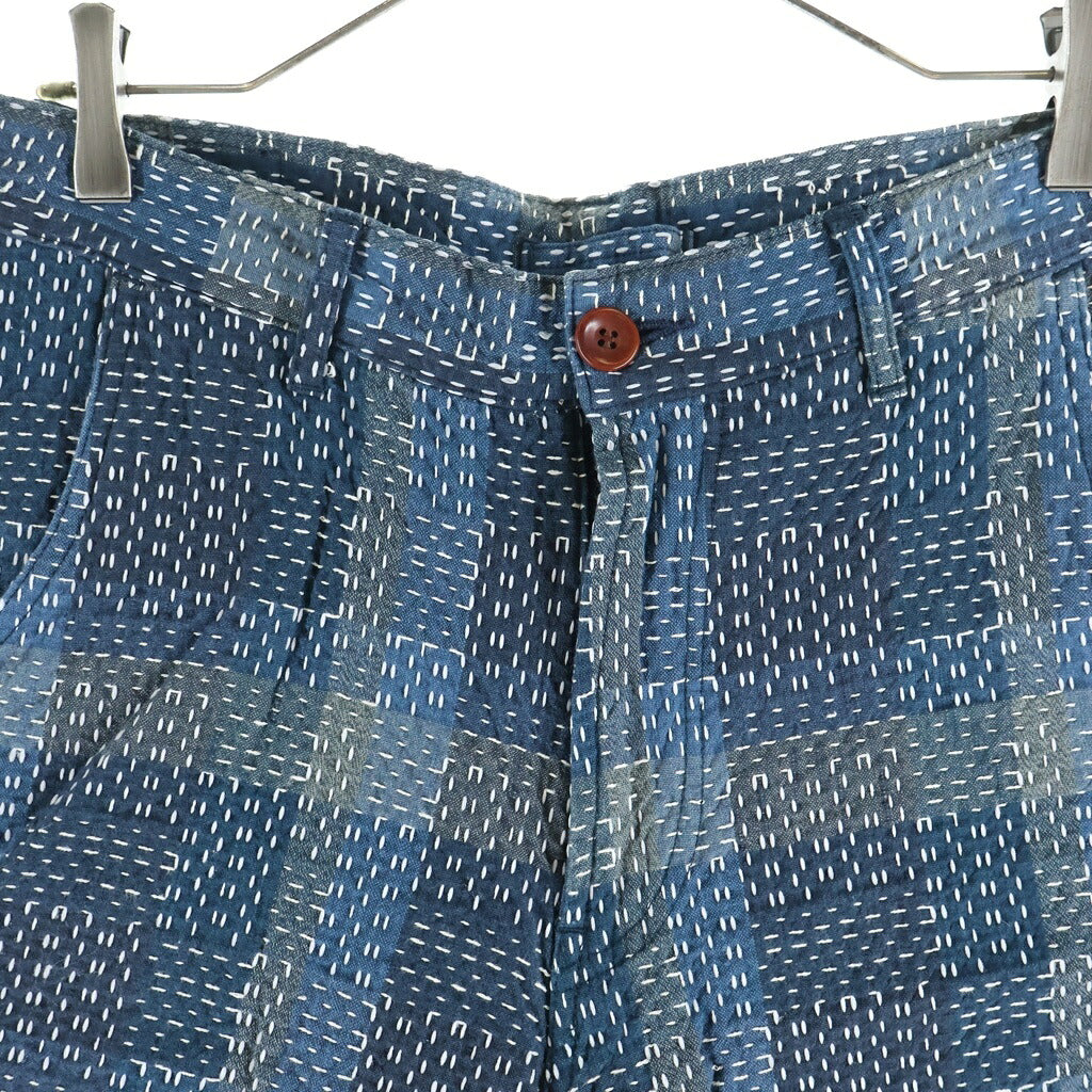 STUDIO D'ARTISAN(ステュディオダルチザン) NORAGI SASHIKO SHORTS 野良着刺し子ショートパンツ ブルー 1827