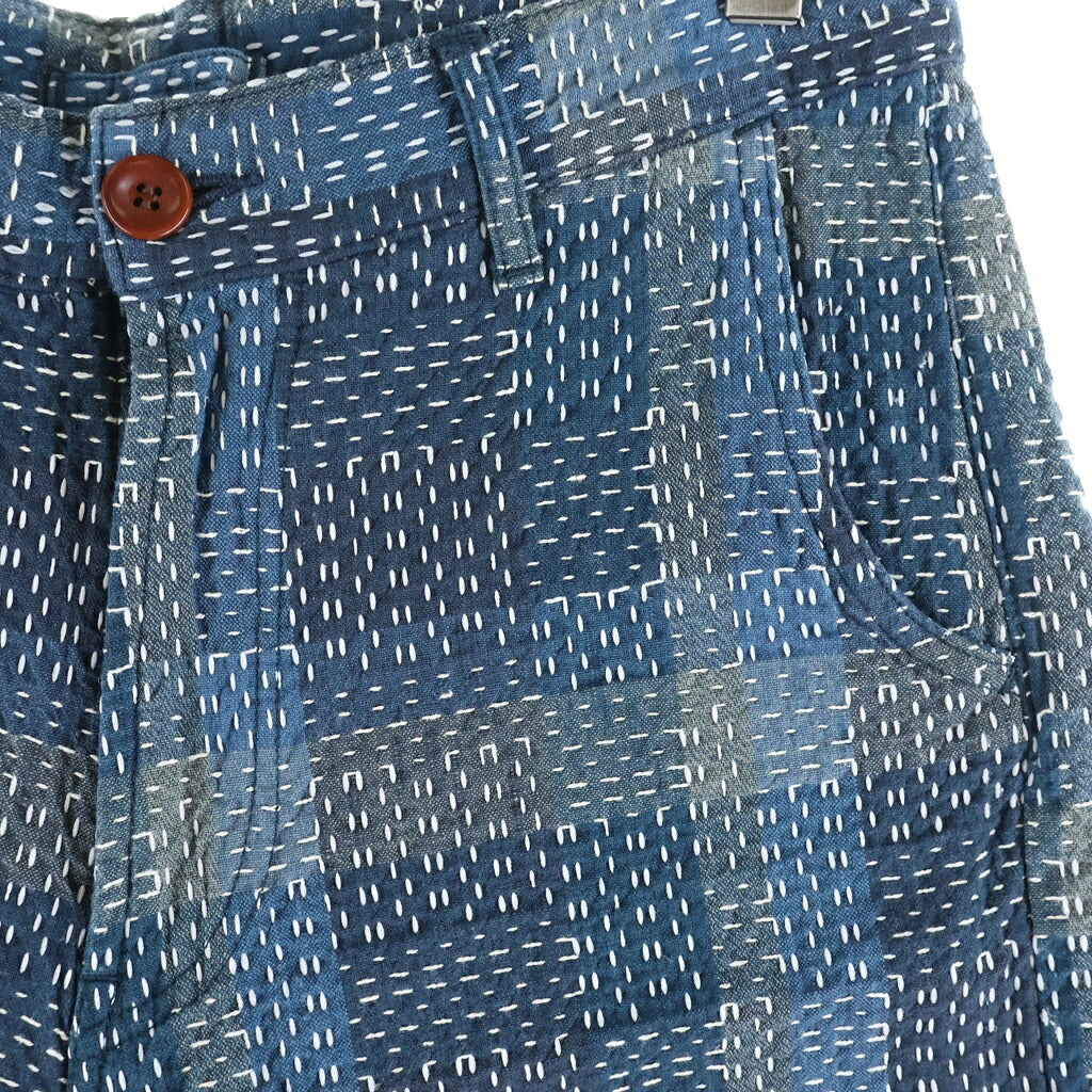 STUDIO D'ARTISAN(ステュディオダルチザン) NORAGI SASHIKO SHORTS 野良着刺し子ショートパンツ ブルー 1827