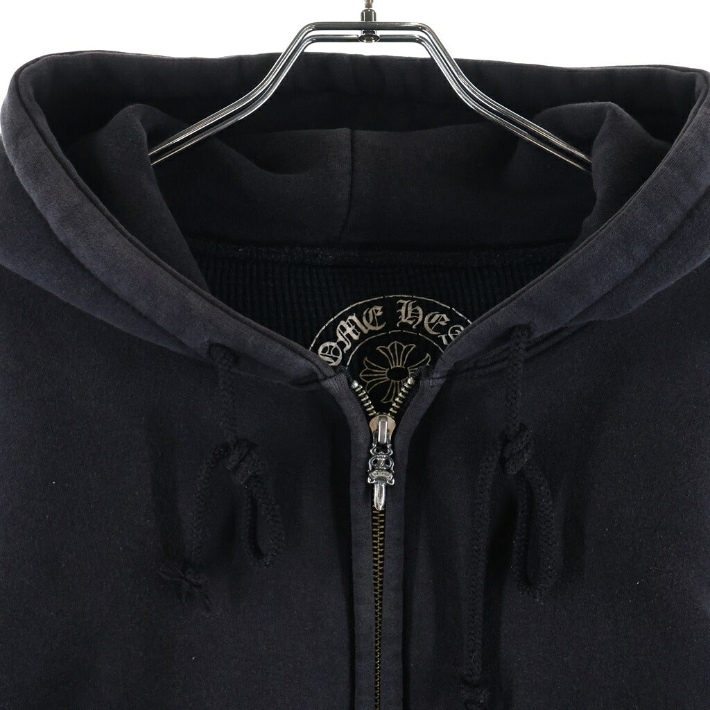 CHROME HEARTS(クロムハーツ) OLD SWTSHRT HD ZIP オールド 裏地サーマル フローラルクロス スクロールラベル プリント ダガージップ スウェット パーカー ブラック