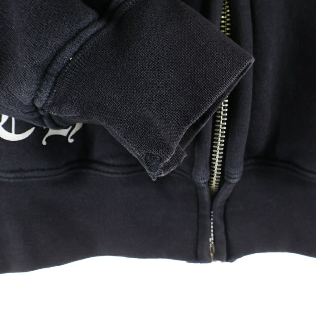 CHROME HEARTS(クロムハーツ) OLD SWTSHRT HD ZIP オールド 裏地サーマル フローラルクロス スクロールラベル プリント ダガージップ スウェット パーカー ブラック