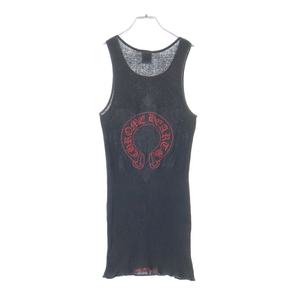 CHROME HEARTS(クロムハーツ) OLD HORSESHOE オールド ホースシュープリントデザイン ノースリーブ タンクトップ ブラック