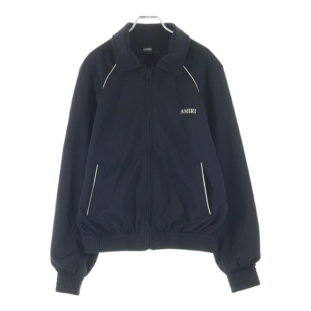 AMIRI(アミリ) ロゴエンブロイダリーデザイン ジップアップ トラックジャケット ジャージー ブラック SRAM426JA072SMRP0L0