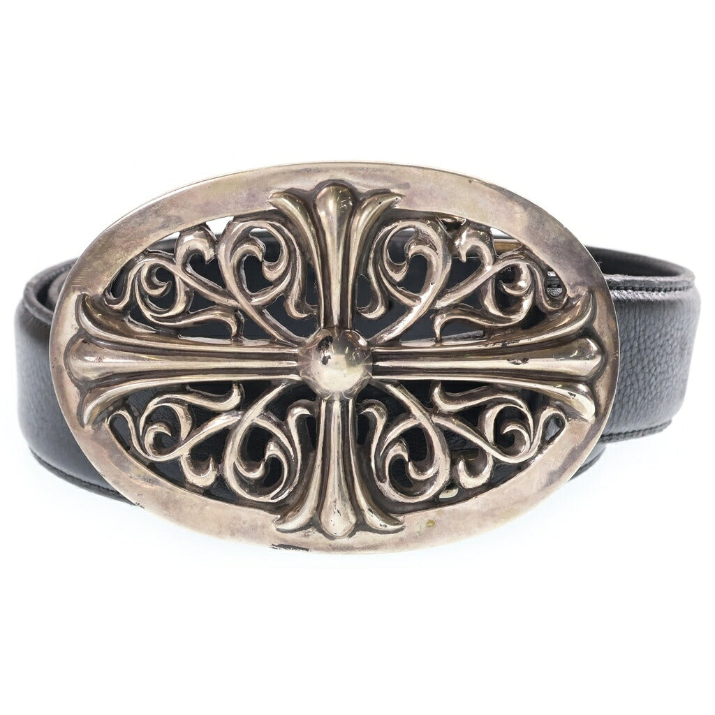 CHROME HEARTS(クロムハーツ) OLD OVAL CROSS STRAP 32 1.5 オールド クラシックオーバルクロスバックル レザーベルト シルバー