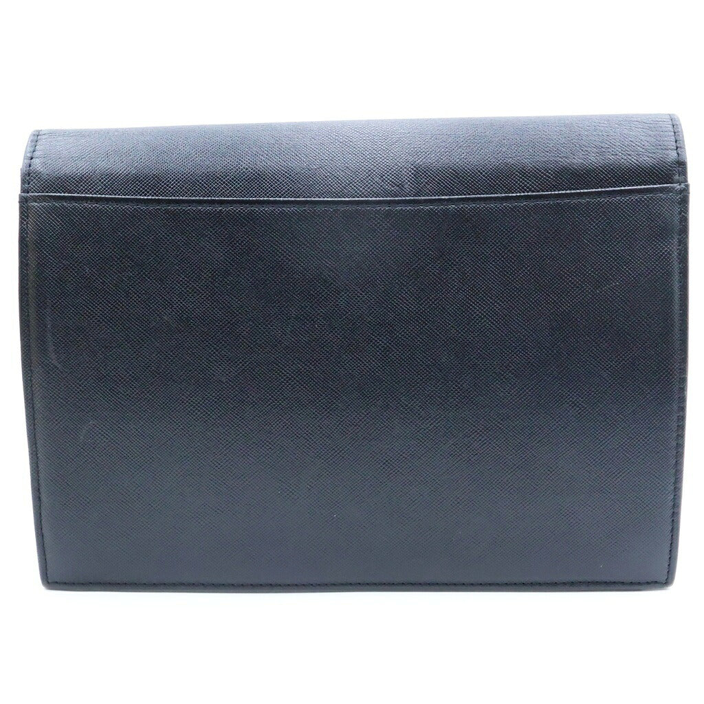 YVES SAINT LAURENT(イヴサンローラン) YSLロゴ カサンドラロゴ レザー クラッチバッグ ブラック