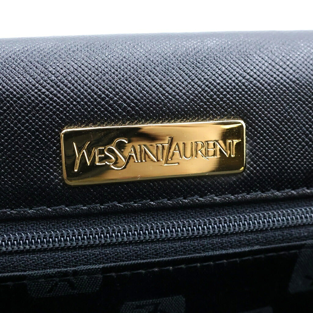 YVES SAINT LAURENT(イヴサンローラン) YSLロゴ カサンドラロゴ レザー クラッチバッグ ブラック