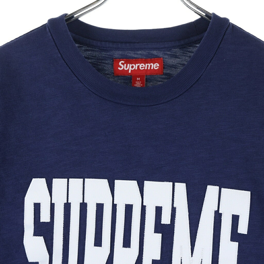 SUPREME(シュプリーム) 26AW Stretch Applique S/S Top ストレッチ アップリケロゴ 半袖Tシャツ カットソー ネイビー