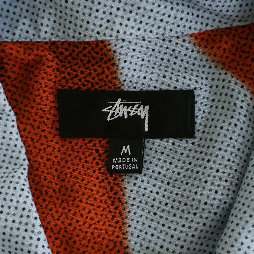 STUSSY(ステューシー) HALFTONE FLOWER ボタンフライ オープンカラー フロントプリント 半袖カットソー シャツ ブルー/レッド 1110230