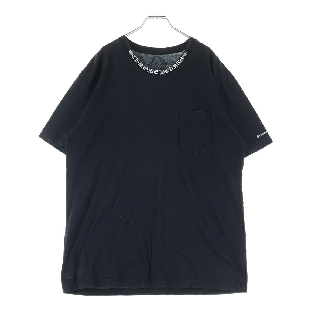 CHROME HEARTS(クロムハーツ) NECK LOGO S/S T-SHIRT ネックロゴプリント 胸ポケット 半袖Tシャツ カットソー ブラック
