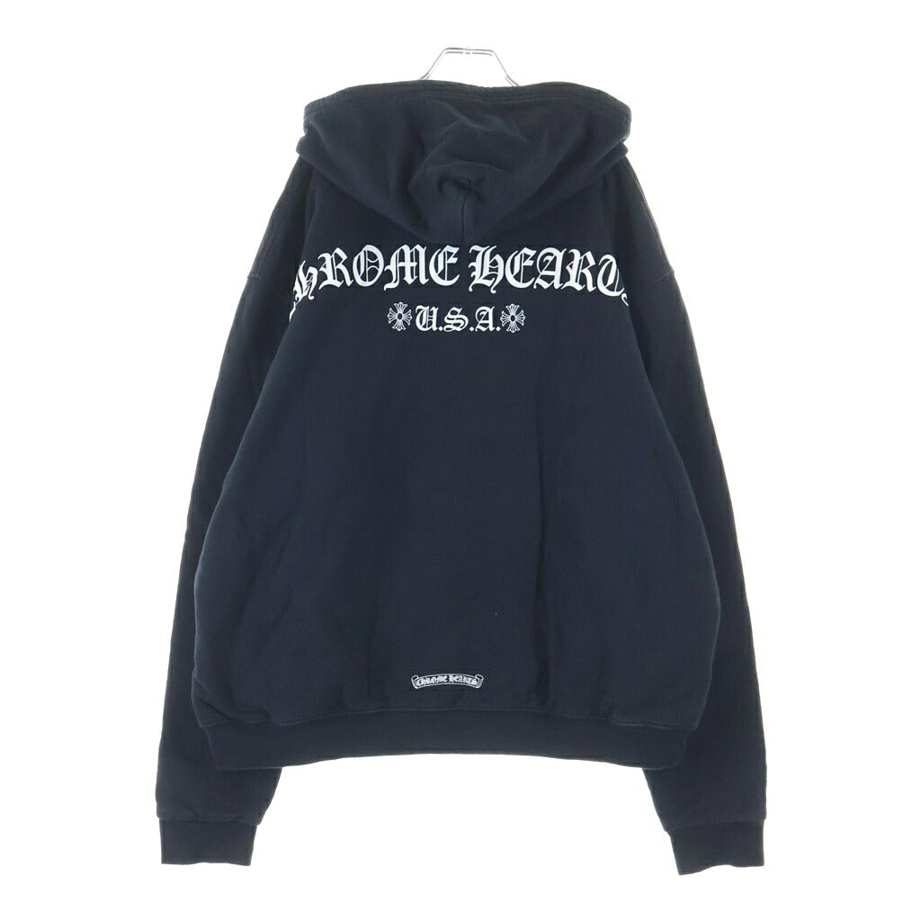 CHROME HEARTS(クロムハーツ) SWTSHRT HD ZIP Tバー ダガージップ バックアーチロゴ 裏地サーマルジップパーカー ブラック