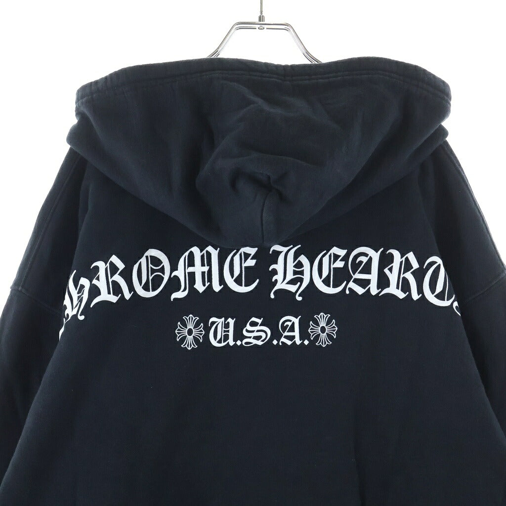 CHROME HEARTS(クロムハーツ) SWTSHRT HD ZIP Tバー ダガージップ バックアーチロゴ 裏地サーマルジップパーカー ブラック