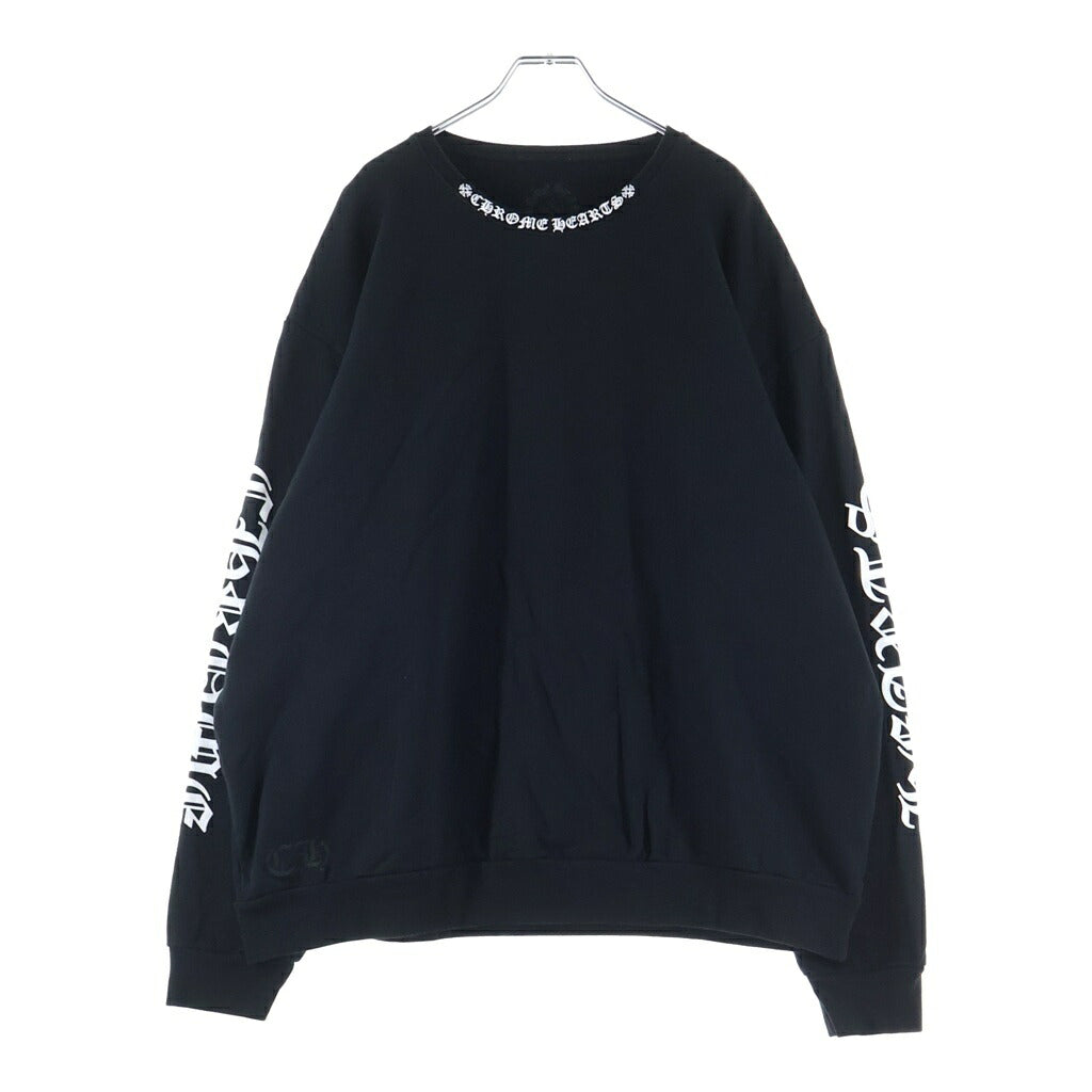 CHROME HEARTS(クロムハーツ) NECK LOGO CREWNECK SWEATSHIRT ネックロゴ クルーネック スウェットトレーナー ブラック