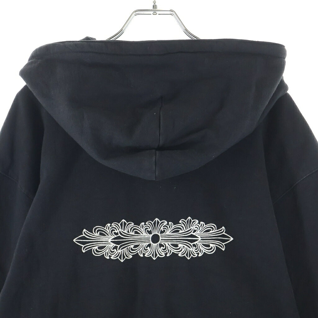 CHROME HEARTS(クロムハーツ) OLD SWTSHRT HD ZIP #10ダガー ジップ CHプラス バックフローラルクロス スウェット パーカー ブラック