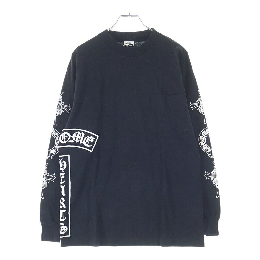 CHROME HEARTS(クロムハーツ) OLD 袖マルチロゴデザイン クルーネック ロングスリーブ 長袖Tシャツ カットソー ブラック
