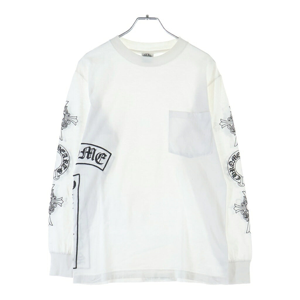 CHROME HEARTS(クロムハーツ) OLD 袖マルチロゴデザイン クルーネック ロングスリーブ 長袖Tシャツ カットソー ホワイト