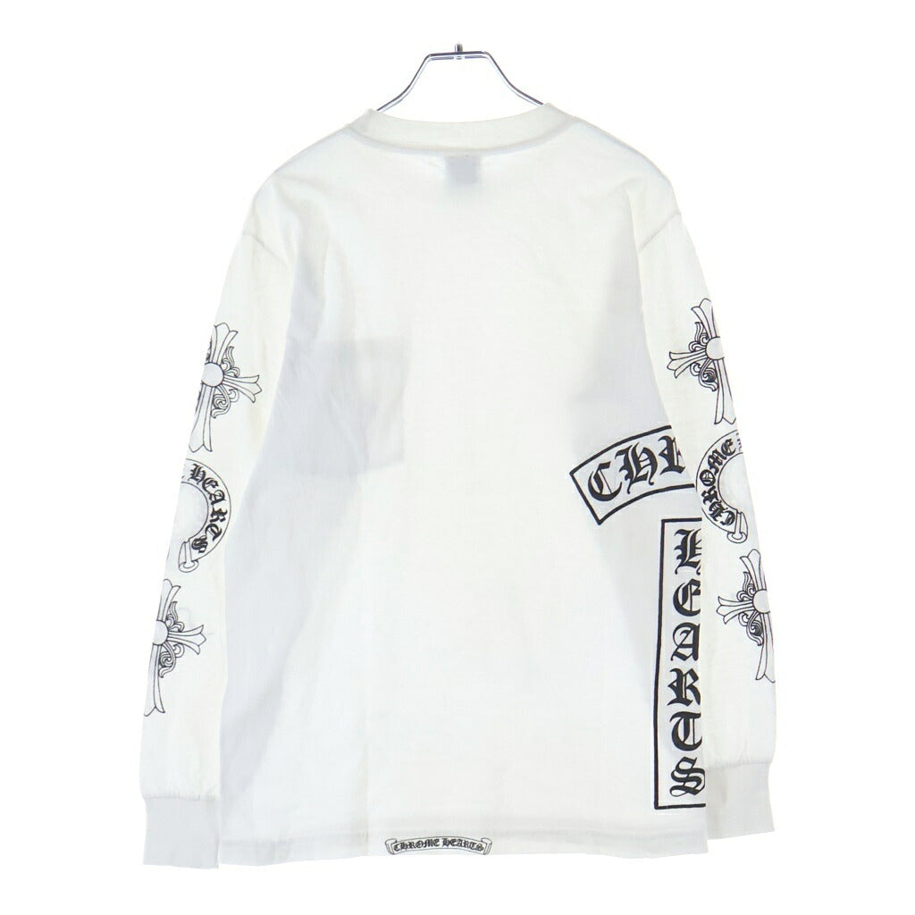 CHROME HEARTS(クロムハーツ) OLD 袖マルチロゴデザイン クルーネック ロングスリーブ 長袖Tシャツ カットソー ホワイト
