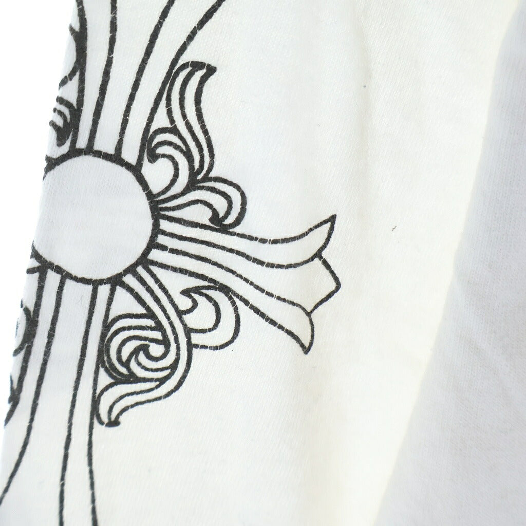 CHROME HEARTS(クロムハーツ) OLD 袖マルチロゴデザイン クルーネック ロングスリーブ 長袖Tシャツ カットソー ホワイト